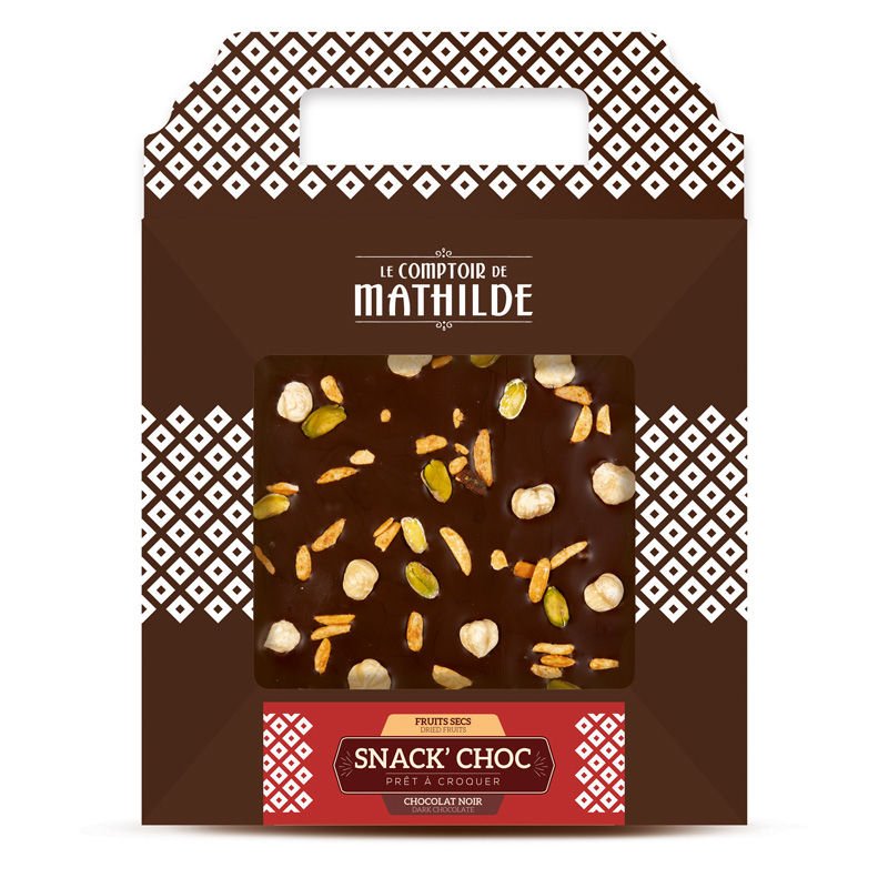 Etui chocolat noir fruits secs Snack'Choc nomade 200g Etui chocolat noir fruits secs Snack'Choc nomade 200g