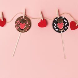 Sucette Chocolat Cœurs Rouges Saint Valentin Cadeau Amour
