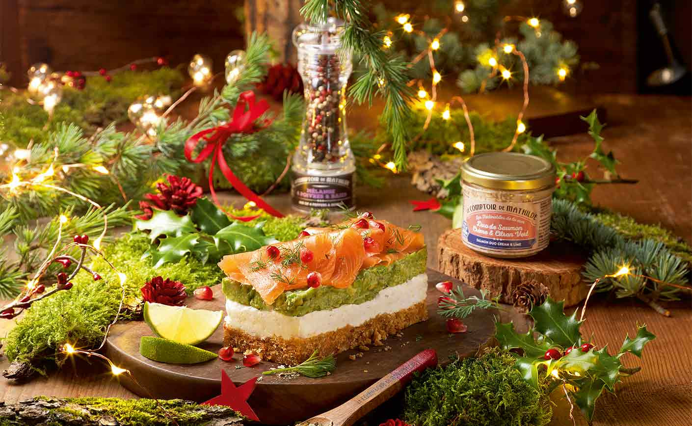Tarta de queso aguacate salmón